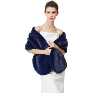 Women's Faux Fur Shawl Winter Wedding Stoles Wrap for Bridal Evening Party